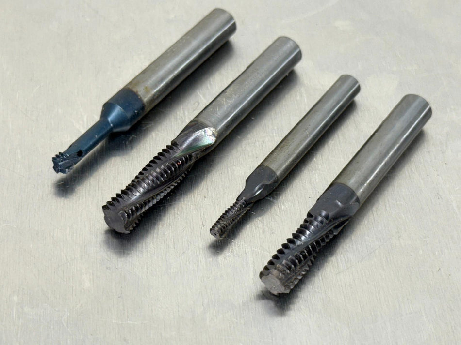 (4) Carbide Thread Mill Walter TC611 7/16-20, 3/8-16, 10-32 + 28UNJ