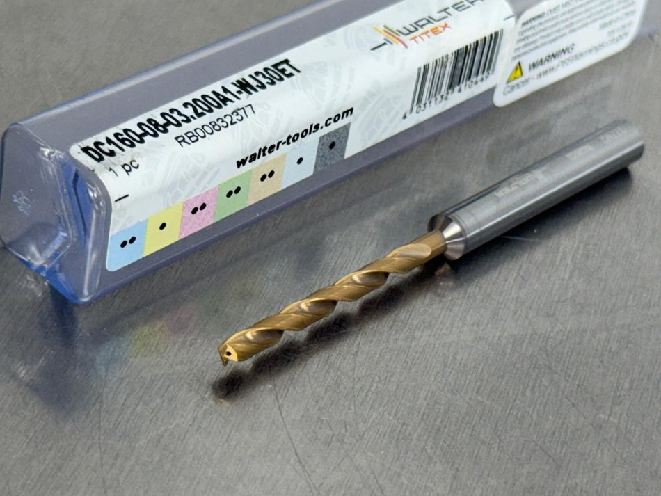 Walter 3.2mm Carbide Drill 8xD Coolant Xtreme Evo DC160-08-03.200A1-WJ30ET