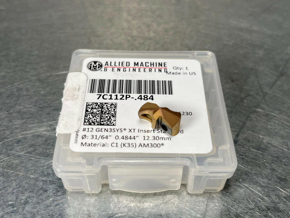 AMEC 31/64" Carbide Spade Drill Insert 12 GEN3 XT C1 Gen3Sys 7C112P-.484