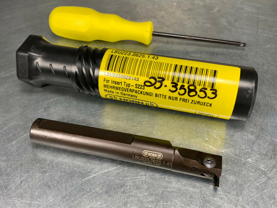 PH Horn LBU223.0625.1.43 Indexable Tool Holder Grooving / Turning Internal 5/8"