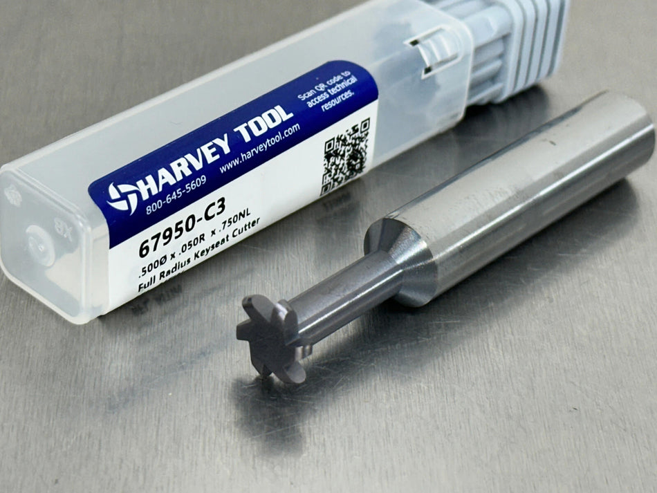 Harvey .10" Carbide Keyseat Cutter 1/2" Dia Full Radius 67950-C3