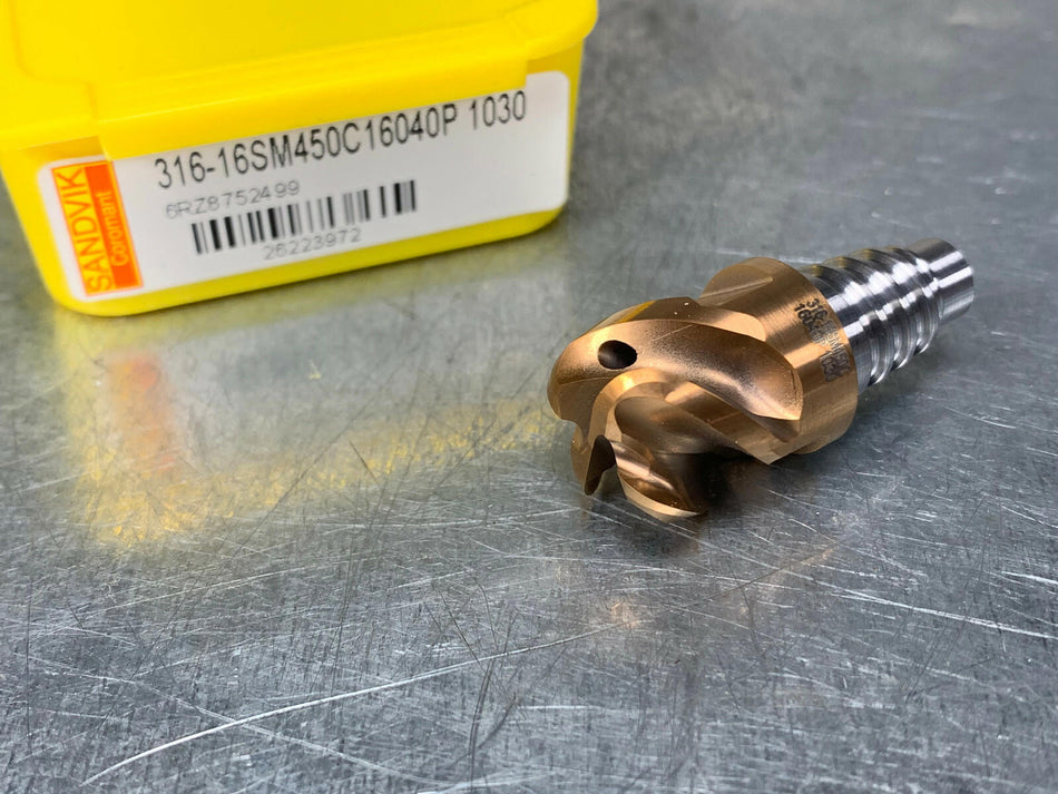 Sandvik 316-16SM450C16040P 1030 Carbide Head 16mm, Coolant Fed, CoroMill 316