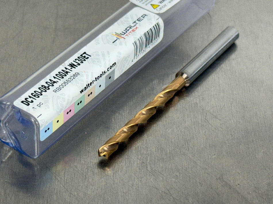 Walter 4.1mm Carbide Drill 8xD Coolant Xtreme Evo DC160-08-04.100A1-WJ30ET