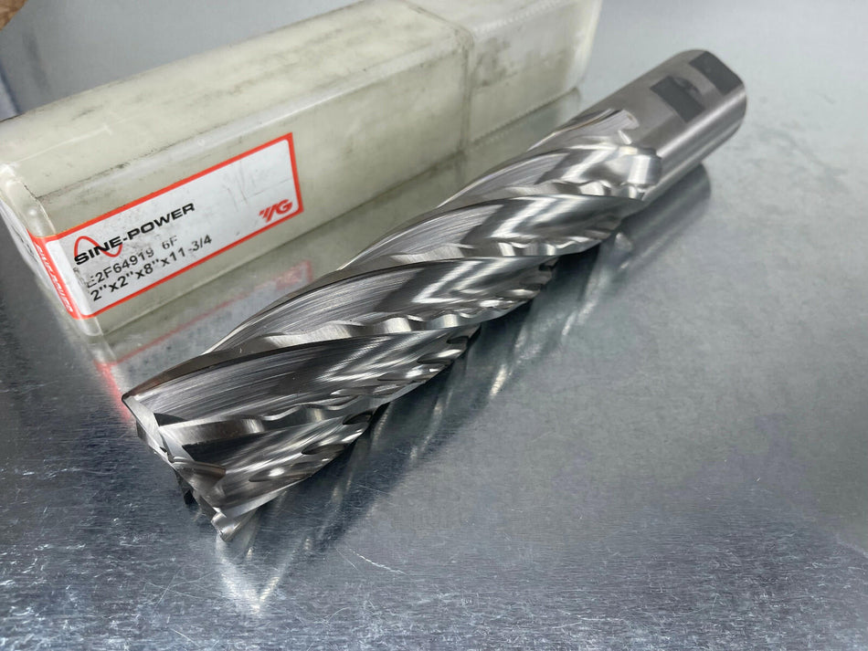 YG1 2" M42 Cobalt Roughing End Mill Sine-Power 6FL 11-3/4" OAL E2F64919