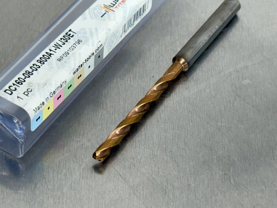 Walter 3.8mm Carbide Drill 8xD Coolant Xtreme Evo DC160-08-03.800A1-WJ30ET