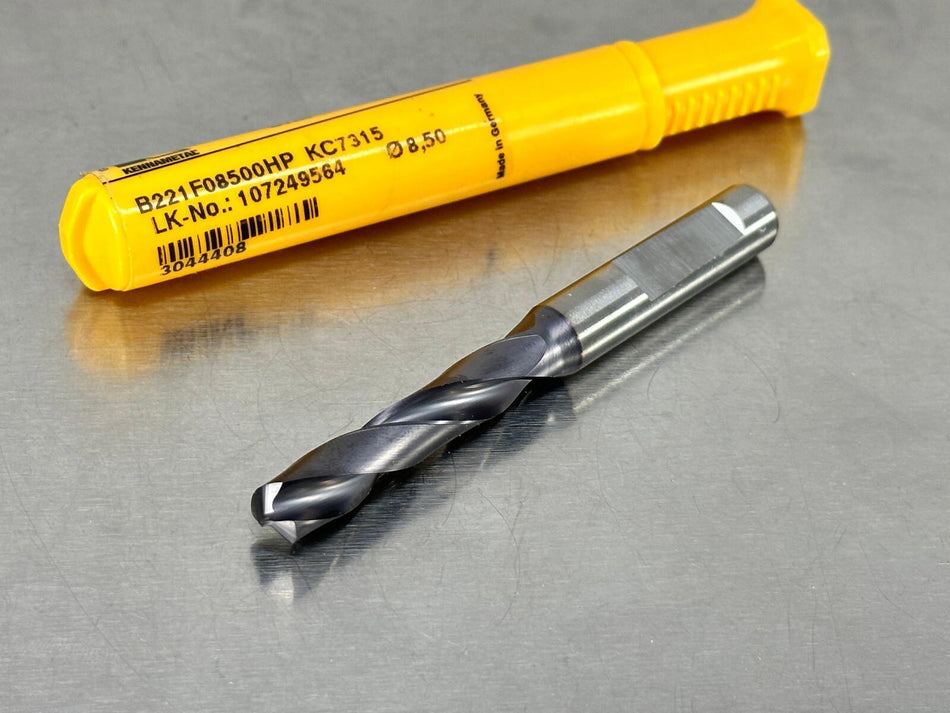Kennametal 8.5mm Solid Carbide Drill B221F08500HP KC7315