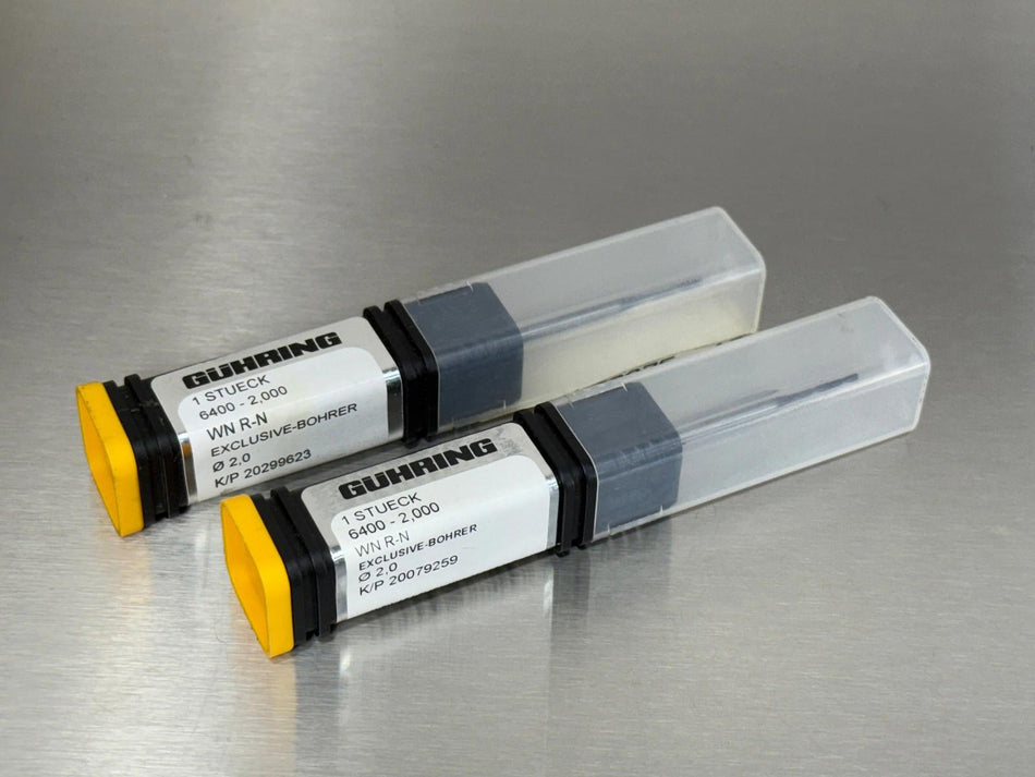 (2) Guhring 2.0mm Solid Carbide Drill 4xD 6400 Micro Exclusive