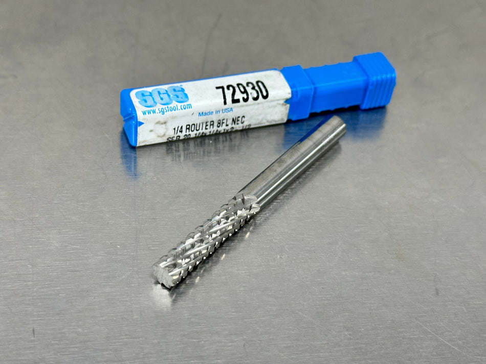 Kyocera SGS 1/4" Carbide Router Bit Diamond Pattern End Mill 8FL 72930