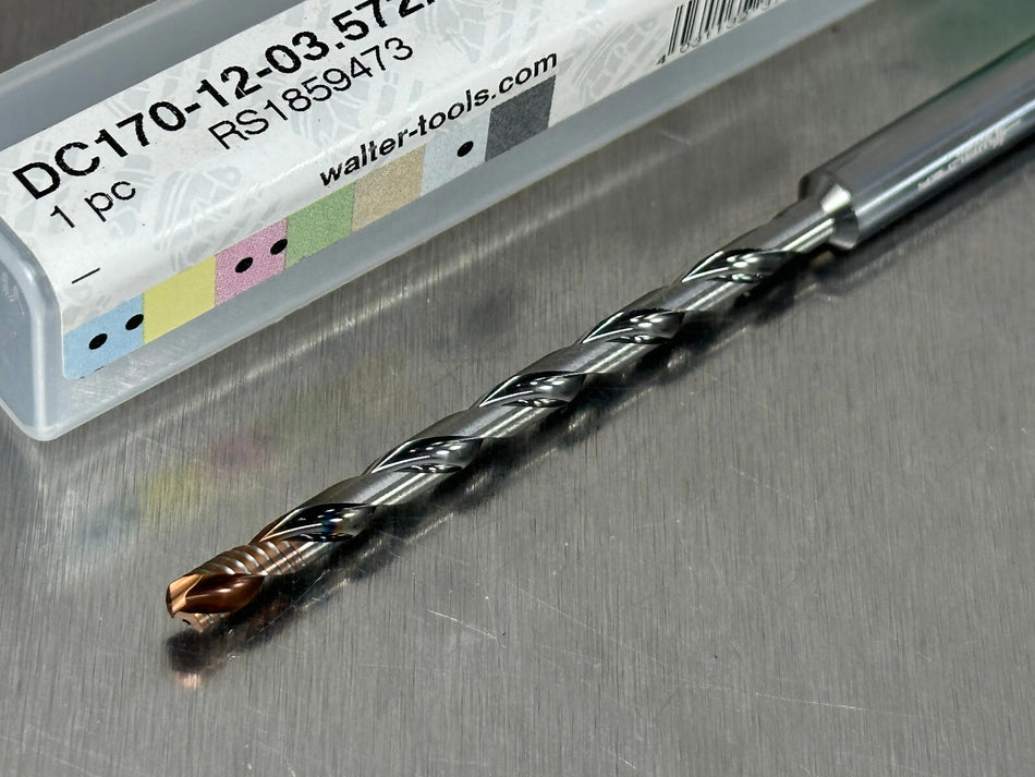 Walter 9/64" Solid Carbide Drill 12xD Coolant Through DC170-12-03.572A1-WJ30EJ