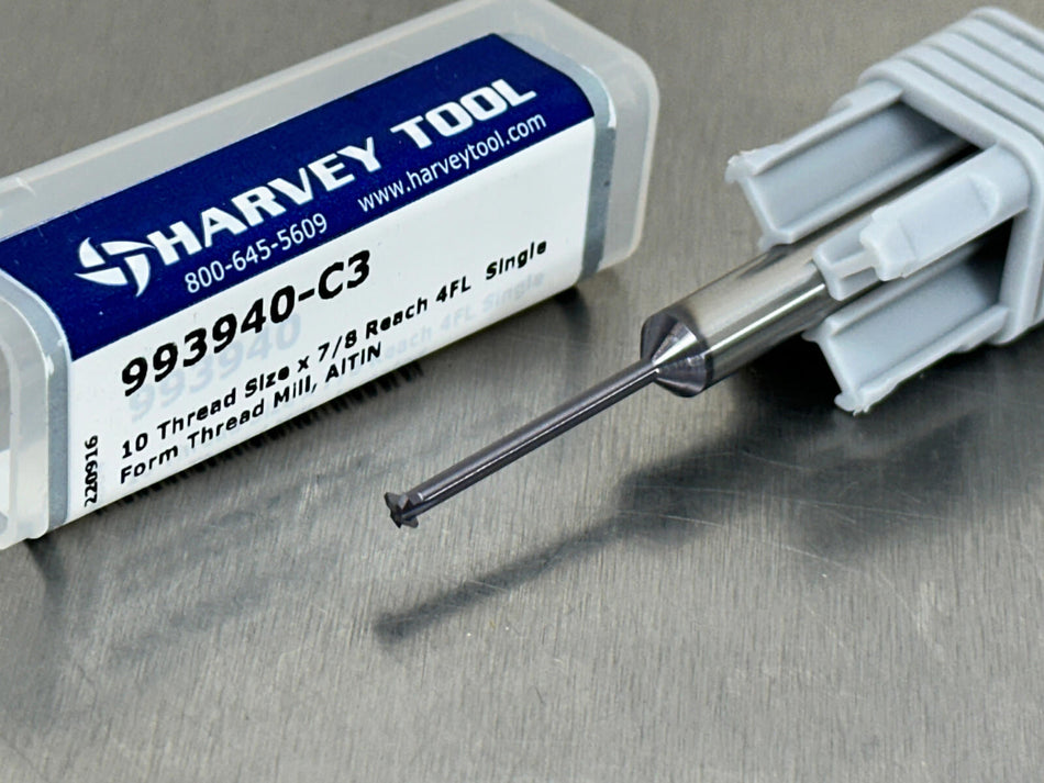 Harvey #10 Carbide Thread Mill Cutter 10 UN Single Form Milling