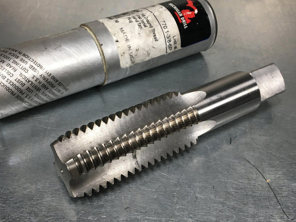 Michigan 1 3/8 - 6 GH4 Plug Tap, HSS, 4 Flute Straight 770 1-3/8-6P