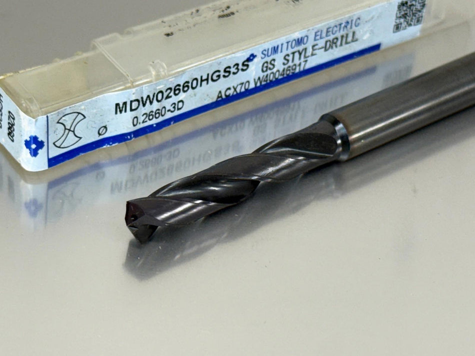 Sumitomo Letter H Carbide Drill 3xD Through Coolant MDW02660HGS3S