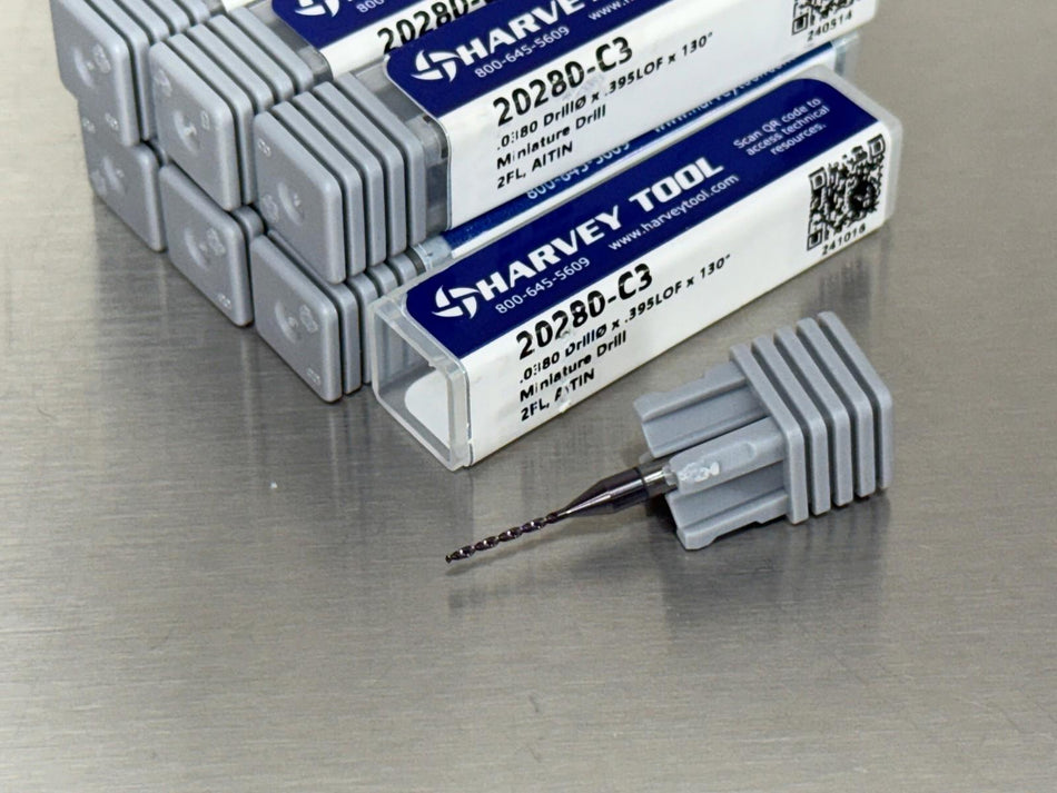 Harvey .038" Solid Carbide Drill Miniature 20280-C3 (Qty. 7)