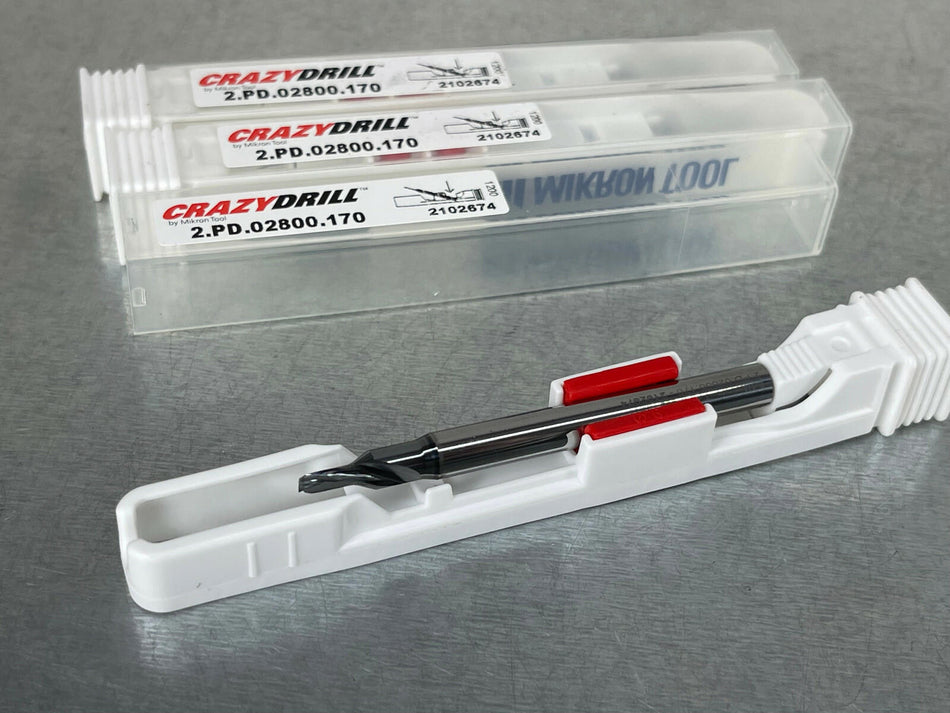 (3) Mikron 2.80mm Solid Carbide Drill Cross Pilot CarzyDrill 2.PD.02800.170