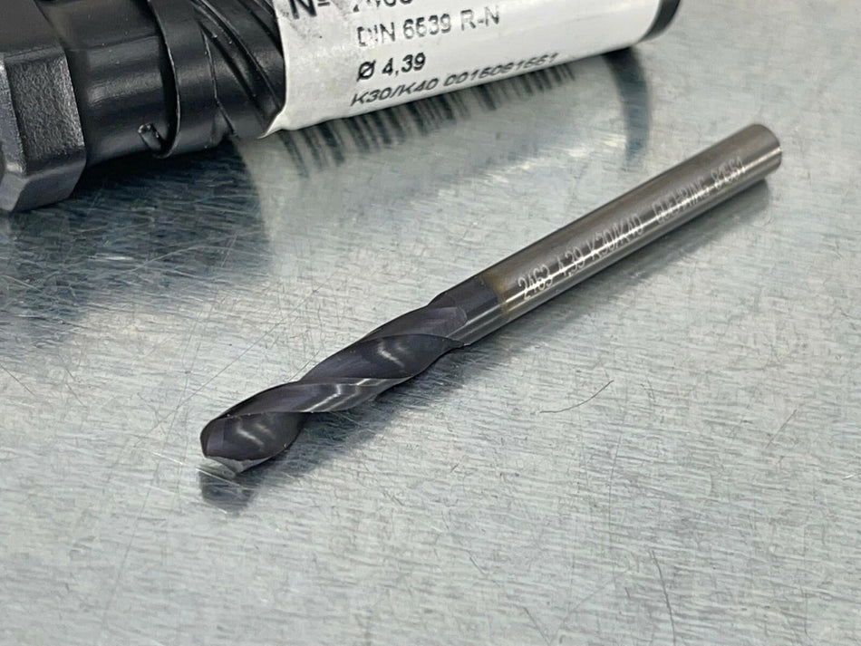 Guhring #17 4.39mm Solid Carbide Drill RT100U Firex Stub 2463 Series (Lot of 4)