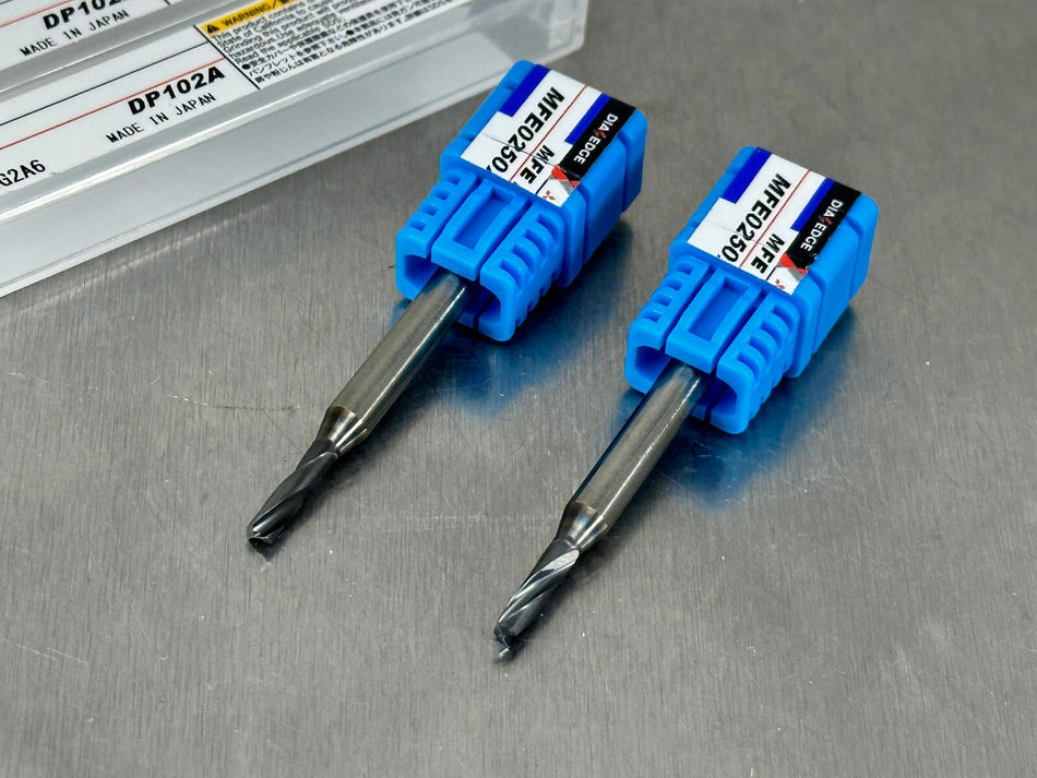 (2) Mitsubishi 2.5mm Carbide Drill Flat Bottom Micro-MFE MFE0255X02S040