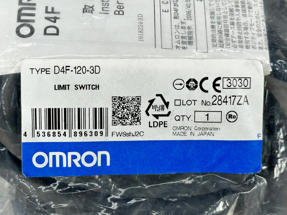 Omron D4F-120-3D Limit Switch Roller Lever IP67