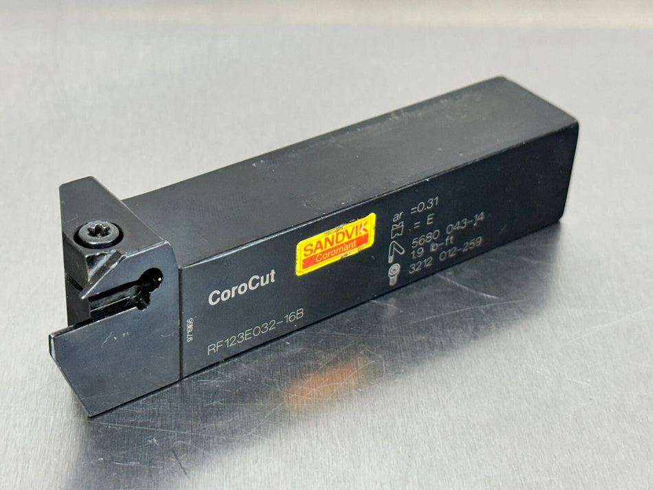 Sandvik RF123E032-16B Indexable Tool Holder 1" Parting Grooving CoroCut 1-2
