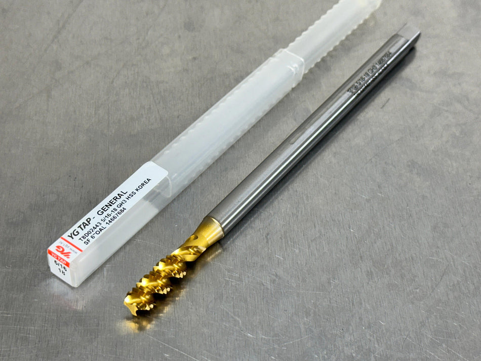 YG1 5/16-18 Extension Tap Spiral Flute H3 6" OAL, 3 Flute Bottom T8D02443