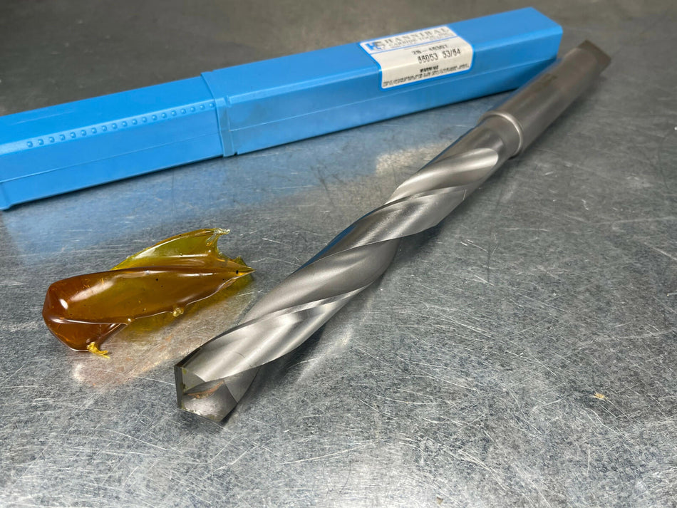 Hannibal 53/64" Carbide Tip Drill 3MT Shank Morse Taper, 10-3/4" OAL, 66053