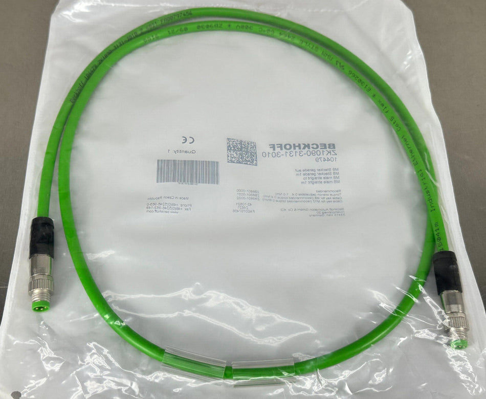 Beckhoff ZK1090-3131-3010 Ethercat Cable M8 Male 1m 4-pin