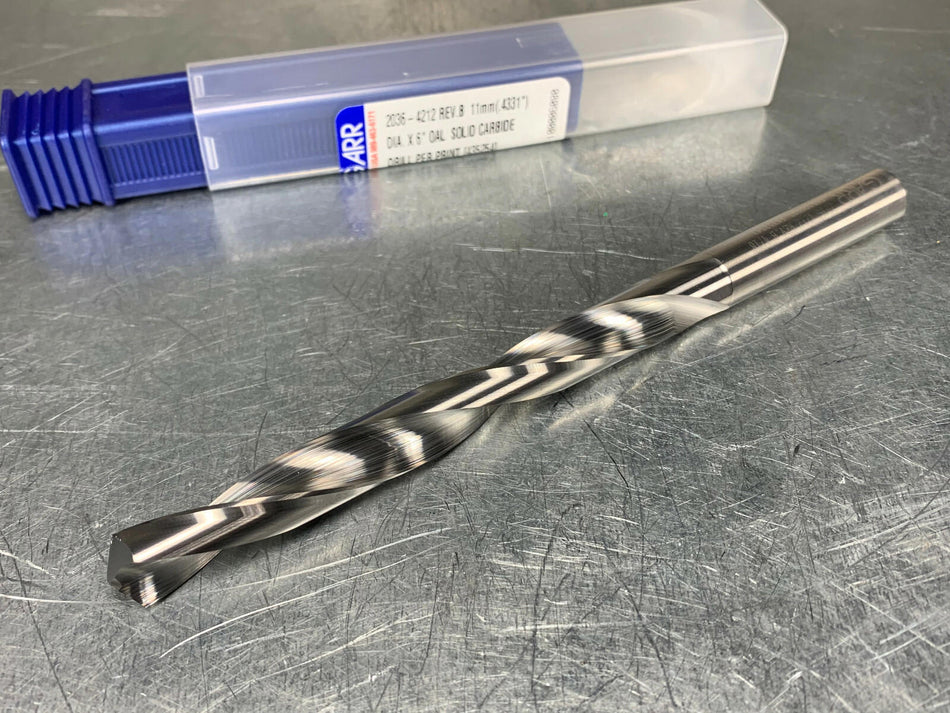 Garr 11mm Solid Carbide Drill, 6" OAL (.4331")
