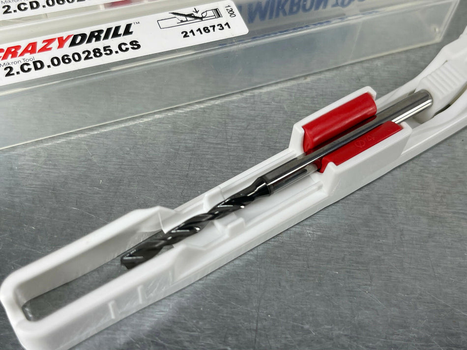 (3) Mikron 2.85mm Solid Carbide Drill CrazyDrill 6xD Coolant Fed 2.CD.060285.CS