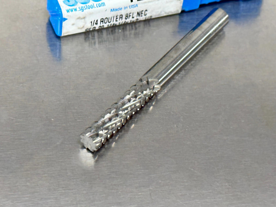 Kyocera SGS 1/4" Carbide Router Bit Diamond Pattern End Mill 8FL 72930