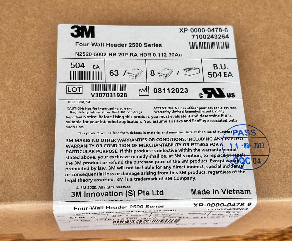 3M N2520-5002-RB Four Wall Header 20 Position Connector (QTY 504)