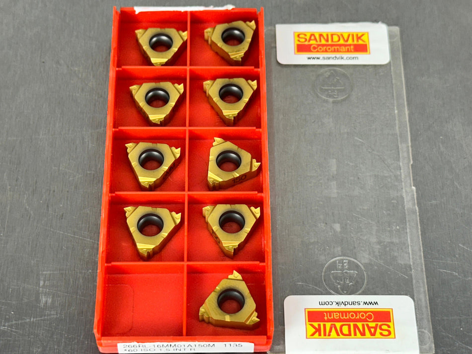 Sandvik 266RL-16MM01A150M 1135 Carbide Insert CoroThread 266 (Pack of 9)