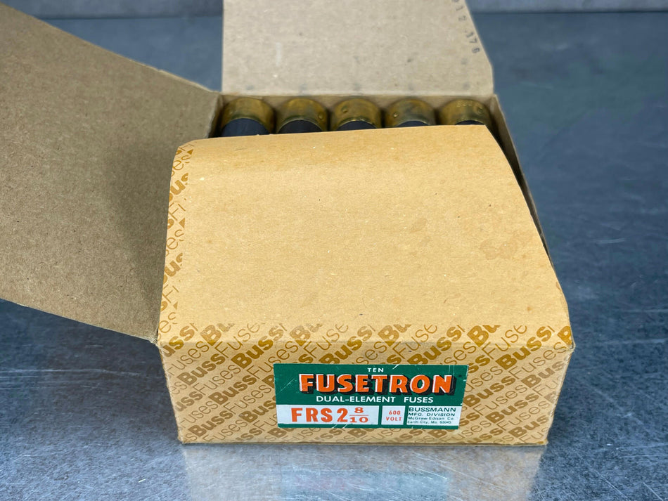 (Box of 10) Bussmann FRS 2-8/10 Fuse 600V Fusetron Dual Element Buss FRS28/10