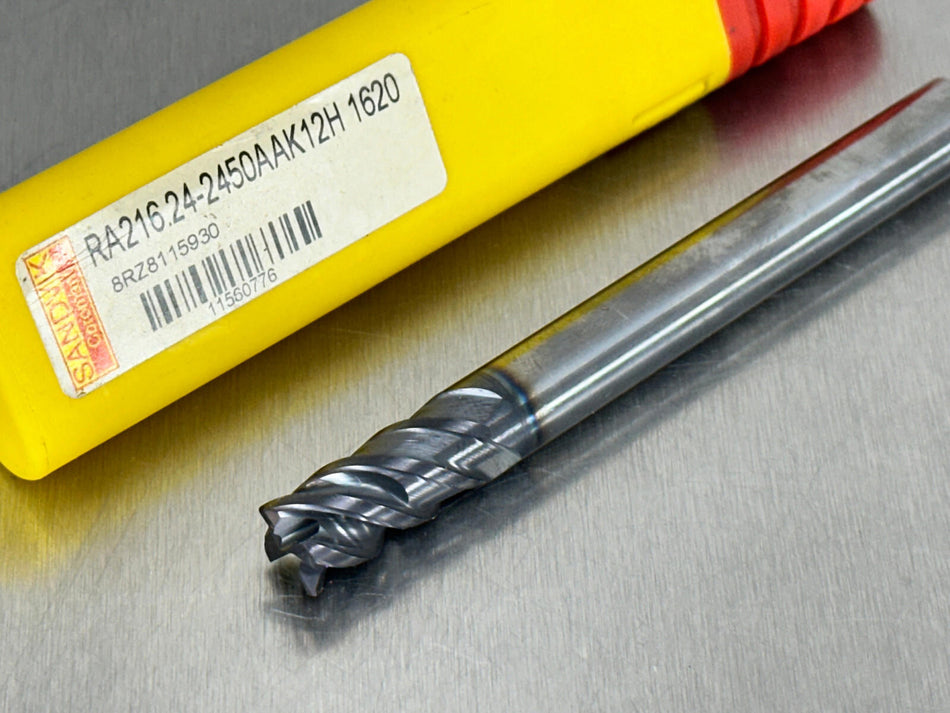 Sandvik 3/8" Carbide End Mill .0156" CR Plura RA216.24-2450AAK12H
