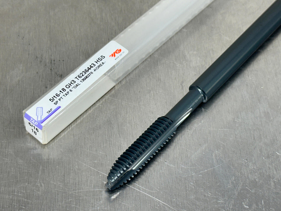 YG1 5/16-18 Extension Tap Spiral Point H3 6" OAL, 2 Flute T6236443