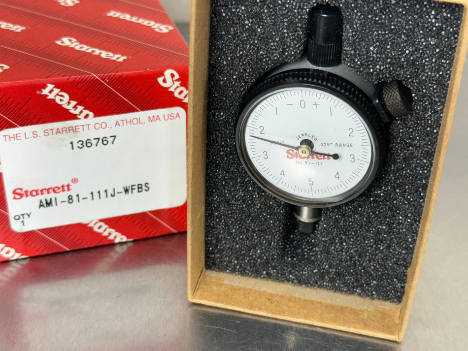 Starrett 81-111J Dial Indicator Grad .0001", 0-5-0  Starrett Reconditioned