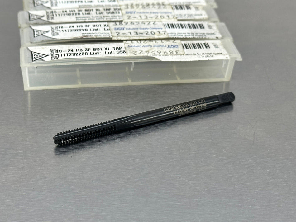 (5) Vermont 10-24 Tap Bottom H3 3 Flute 3" OAL Black Oxide Long