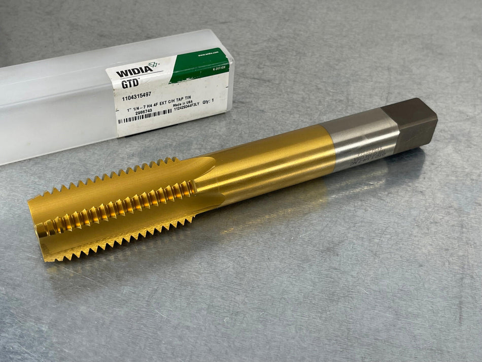 Widia GTD 1 1/4-7 Extension Tap H4 Coolant Hole 8" OAL 4 Flute TiN