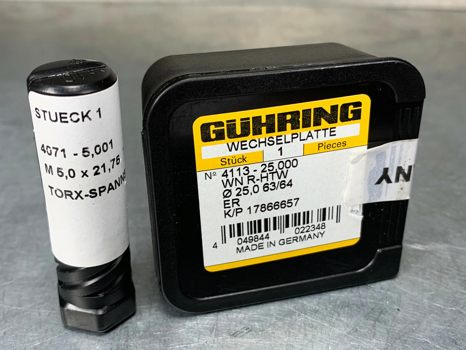 Guhring 25mm 4113 Series Replaceable Carbide Drill Tip HT800 63/64"