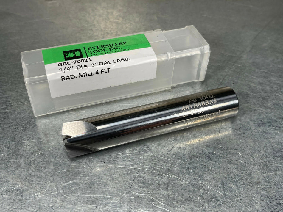 3/4" Carbide Radius Mill 4 Flute 3" OAL Eversharp USA