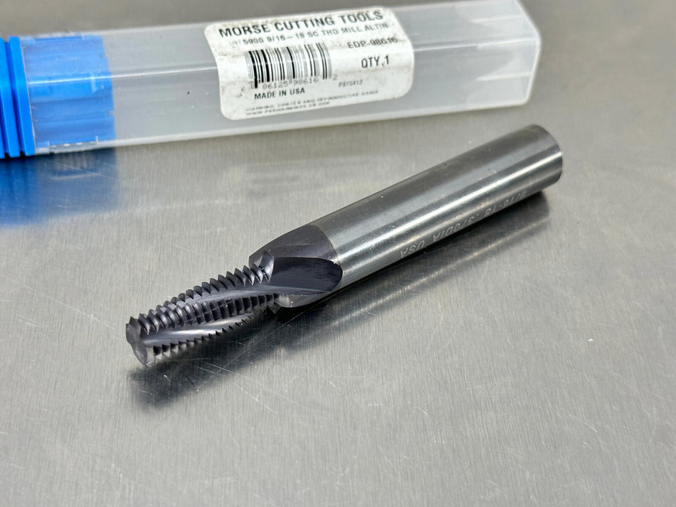 Morse 9/16-18 Carbide Thread Mill Helical UNF AlTiN 98616