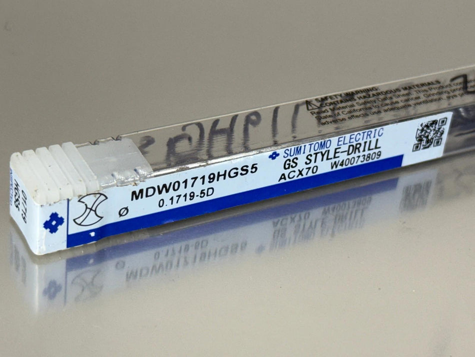 Sumitomo 11/64" Carbide Drill 5xD Through Coolant MDW01719HGS5