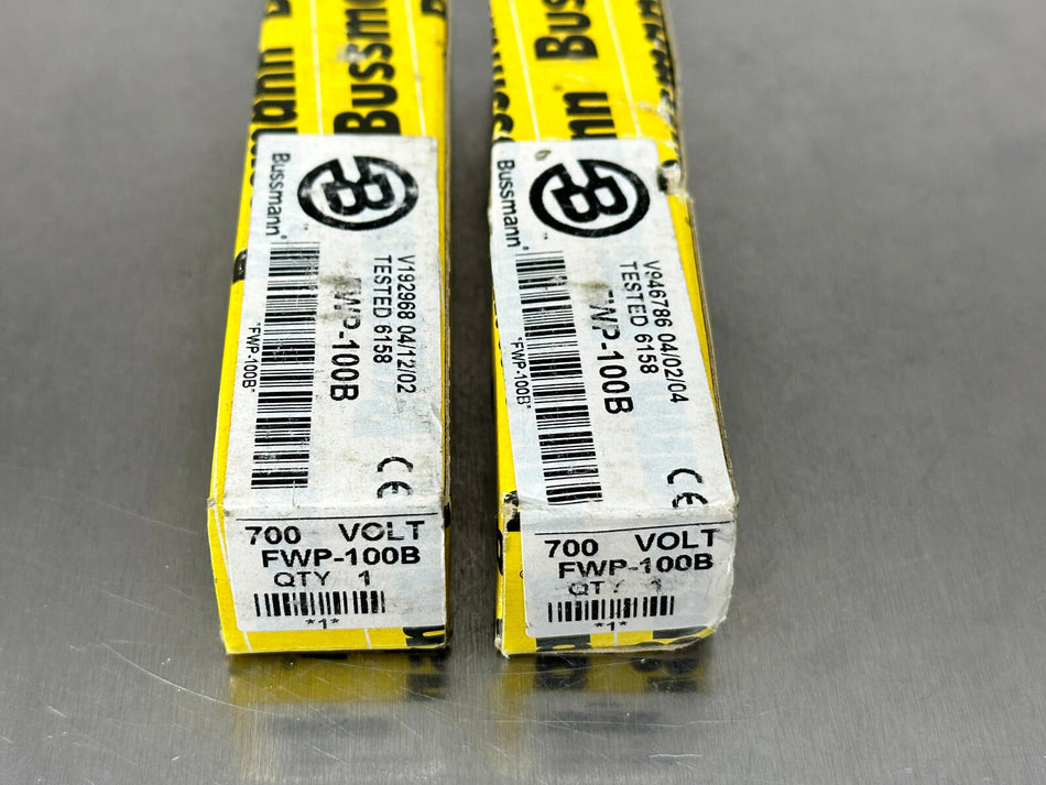 (2) Bussmann FWP-100B Semiconductor Fuse 100A, 700V