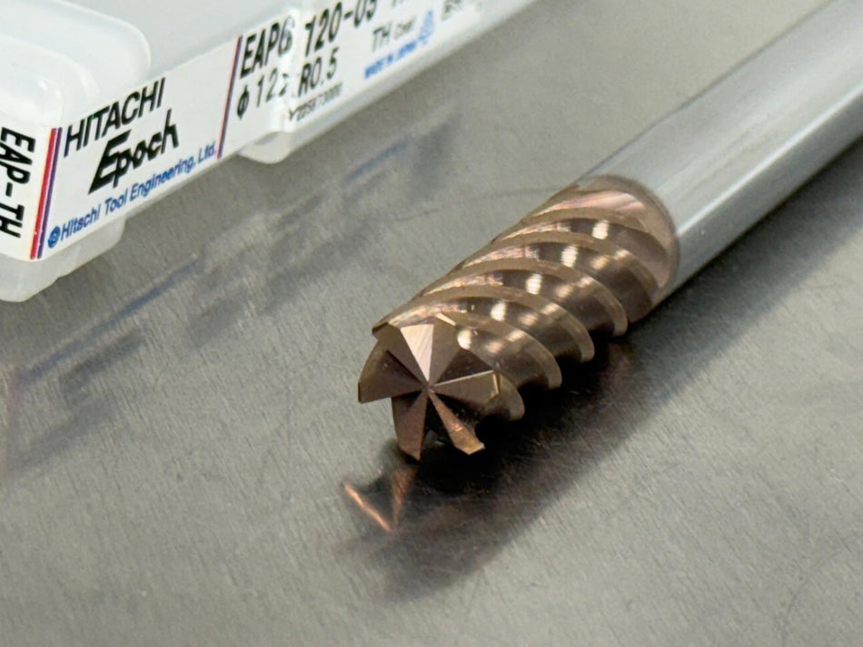 Hitachi 12mm Carbide End Mill EPOCH 6 Flute EAP6120-05-TH Moldino