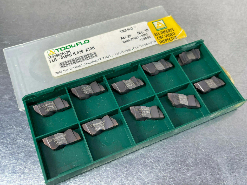 Tool-Flo FLG-3100R AT3R .030 Radius Carbide Inserts Grooving (Pack of 10)