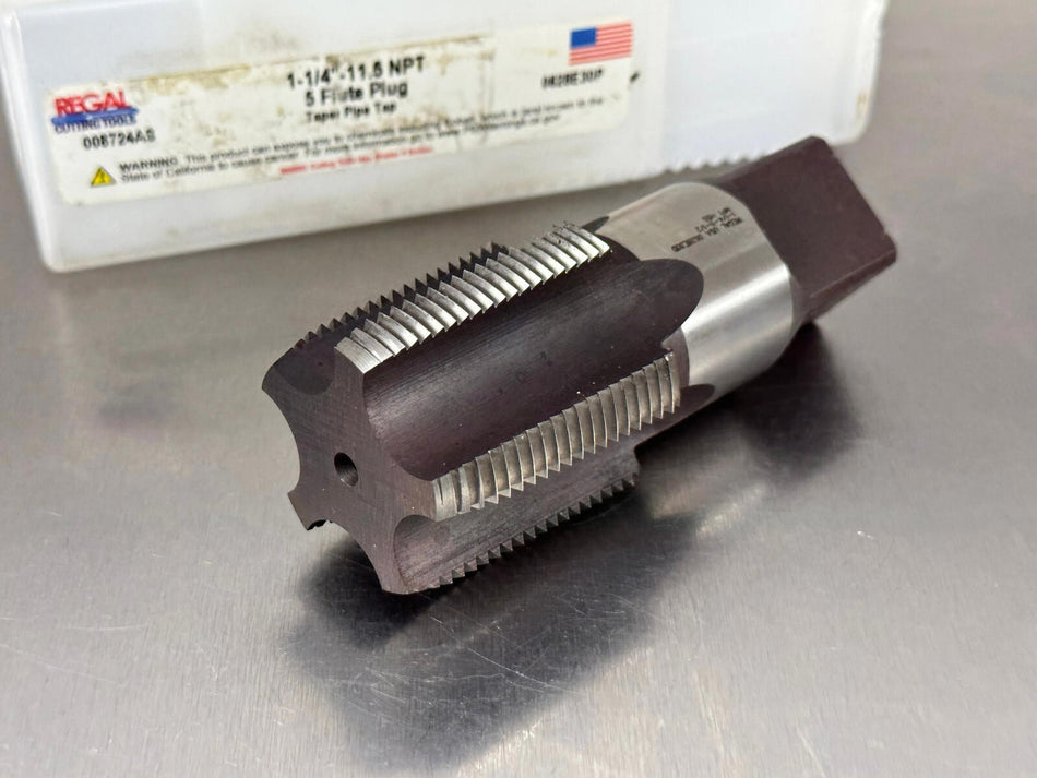 Regal 1 1/4 - 11.5 NPT Taper Pipe Tap 5 Flute Ground Thread
