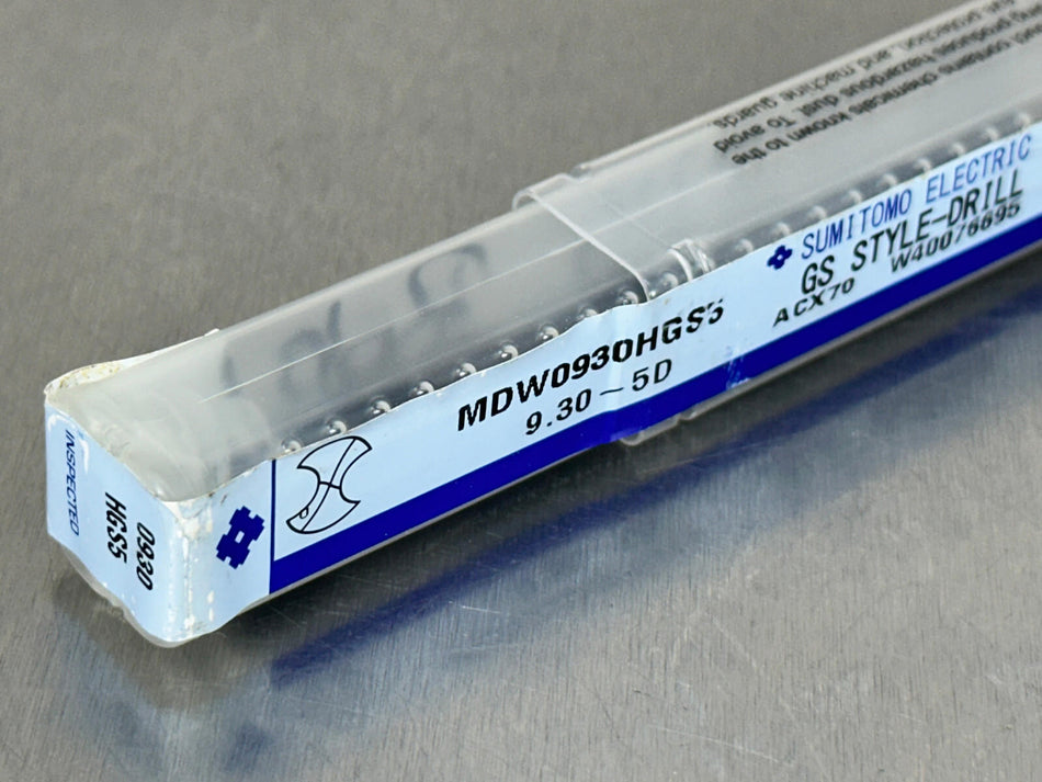 Sumitomo 9.3mm Carbide Drill 5xD Through Coolant MDW0930HGS5