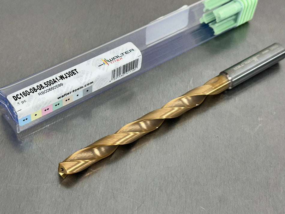 Walter 8.5mm Carbide Drill 8xD Coolant Through Titex DC160-08-08.500A1-WJ30ET