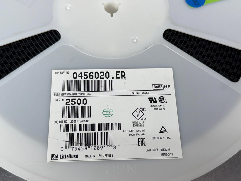 Littelfuse 0456020.ER Fuse Board Mount (QTY 2000)