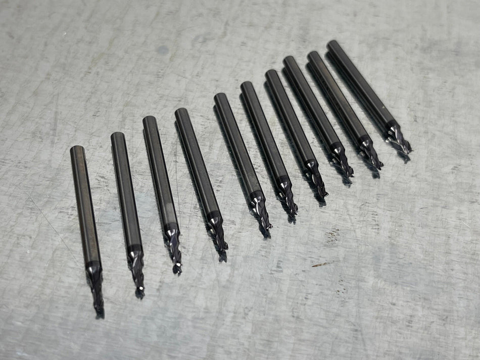 (10) Walter 1.8mm Carbide End Mill Prototyp 3mm LOC, 3 FLute, TiAlN