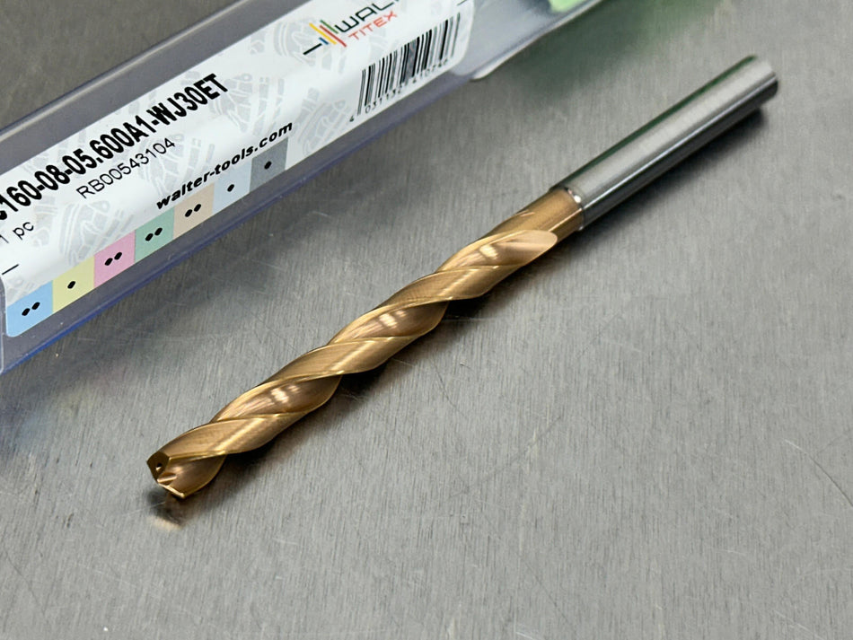 Walter 5.6mm Carbide Drill 8xD Coolant Through DC160-08-05.600A1-WJ30ET
