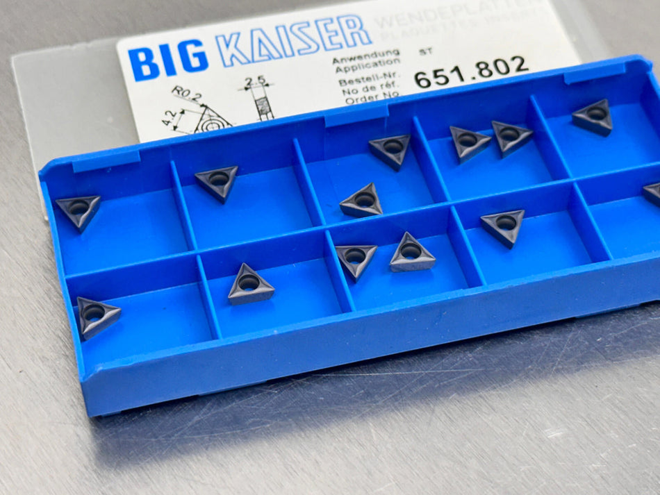 Kaiser 651.802 Carbide Insert Boring TPGT 070202 P10CT (Pack of 13)